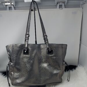 Calvin Klein Brushed Gun Metal Metallic Tote Bag